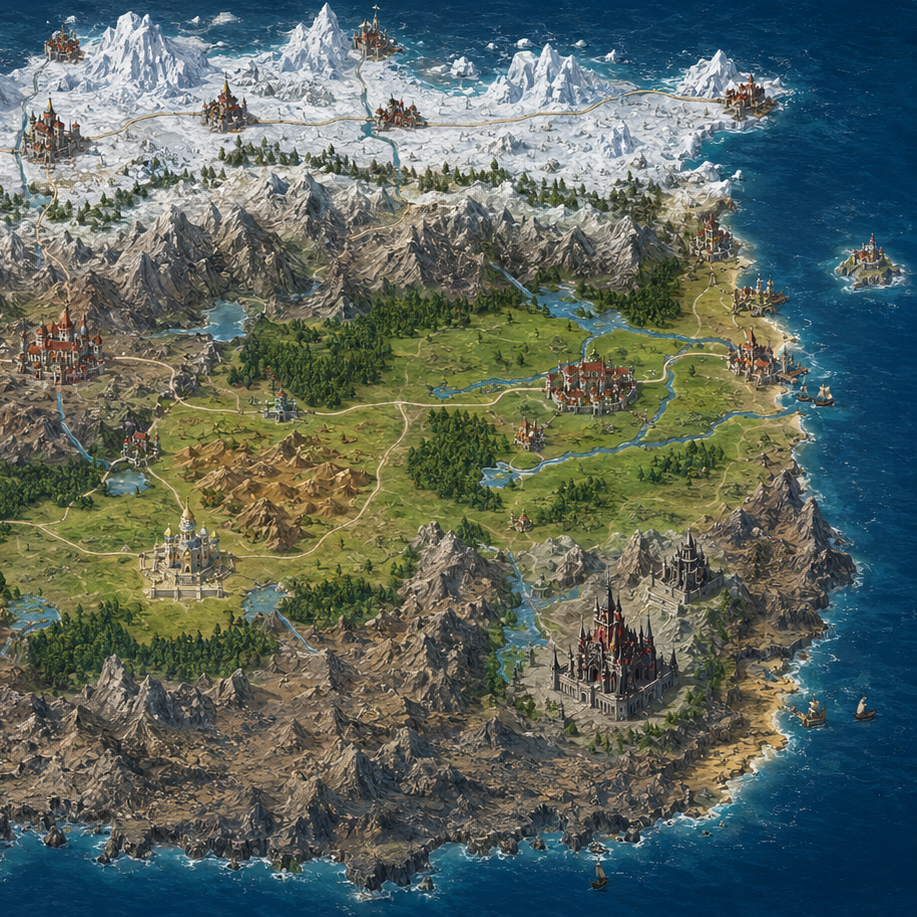 地図制作ツールで作成したファンタジー世界地図